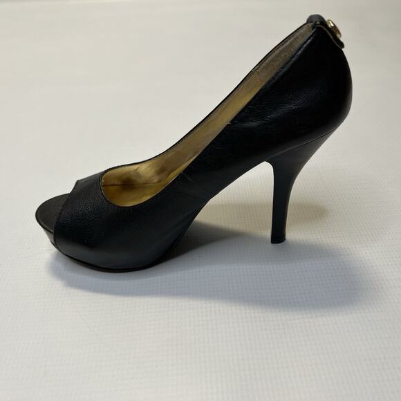 Michael michael Kors Peep Toe Hidden Platform Leather Stiletto Pumps Heels 6.5 - Picture 3 of 9